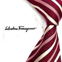 ◆美品◆Salvatore Ferragamo 領帶 粉紅色 條紋