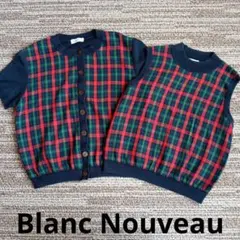 Blanc Nouveau 半袖 チェック柄 アンサンブル カーディガン S