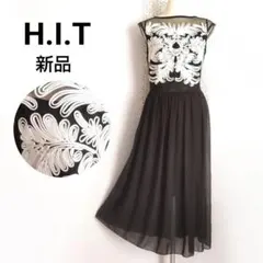 新品 パーティドレス／ロングドレス 黒 シフォン レース ノースリーブ／謝恩会