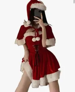 サンタコスプレ衣装 ベルベット レッド