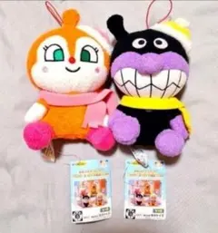 新品★バイキンマン&ドキンちゃんぬいぐるみ冬服マフラー帽子クリスマスアンパンマン