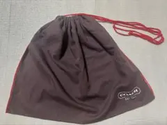 COACH 巾着型バッグ 巾着袋 茶色 赤紐