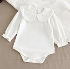 ホワイト 襟付き ロンパース シンプル