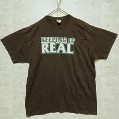 U6 アメリカ古着 KEEPING IT REAL ロゴ カレッジTシャツ XL