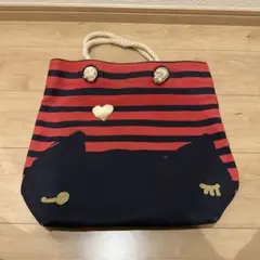 TSUMORI CHISATO cats 赤黒ストライプ トートバッグ