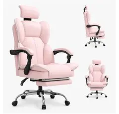 SKYE ゲーミングチェア オットマン付 デスクチェア ピンク 組み立て済 