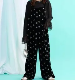 チャオパニックティピー　前後2WAY花柄刺繍ベロアサロペット　 M