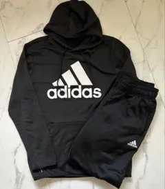 adidas フード付きジャージ上下セット 黒