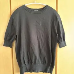VERMEIL par iena 半袖丸首サマーニット 黒ブラックスソリブのサムネイル