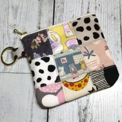 ☆ スマートキーケース ダブルファスナーねこ柄 ラミネート生地