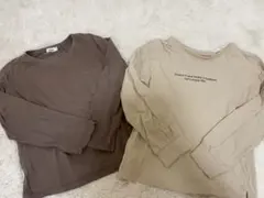 ペアマノン　キッズ 長袖Tシャツ 2枚セット ブラウン ベージュ