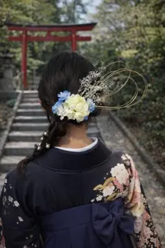 和装髪飾りセット 花と金属