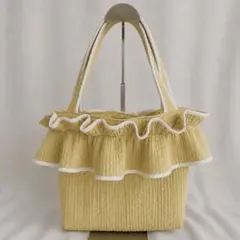 フレアフリル付き丸底マルシェバッグ（M） ラベンダー ヌビバッグ