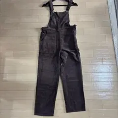 ダークブラウン ストライプ オーバーオール