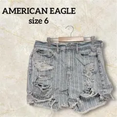 AMERICAN EAGLE 【6】ストライプ ダメージショートパンツ