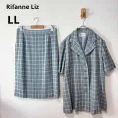 美品 東京ソワール 15号 セットアップ 半袖ジャケット スカート　チェック柄