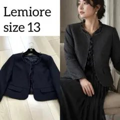 極美品✨Lemiore 2way ノーカラージャケット 高級感 綺麗め ブラック