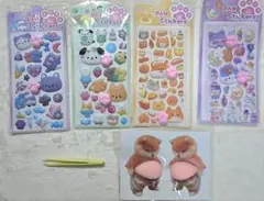 肉球＋柴犬おなか 3Dシール 4枚セット＋２枚おなかシール+ピンセット1本付き