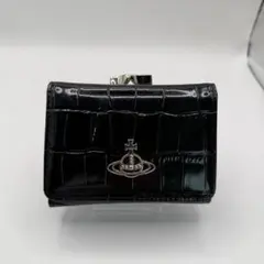 vivienne westwood 三つ折り財布　クロコ　がま口　ブラック　財布