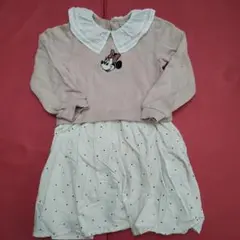ミニーマウス刺繍 長袖ワンピース 120