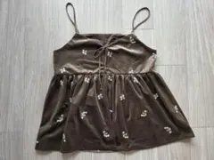 ★限界値下げ★Discoat【umm.】ベロア刺繍キャミチュニック ブラウン