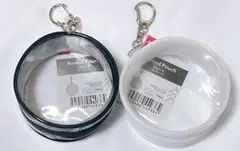 ブラック　ホワイト　丸型ポーチ 推し活 ぬい活 キーホルダー クリアポーチ