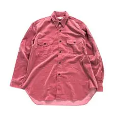 7AS1 【Japanese vintage】厚手ベロア調無地シャツ　古着