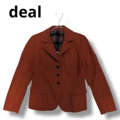 deal テーラードジャケット　レディース　ボルドーチェック柄　コットン100%