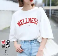 【タグ付き未使用】reca 五分袖ロゴプリントＴシャツ