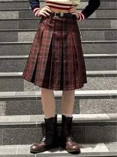 crammy ciel ミディアムプリーツスカート 赤