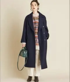 BEAUTY&YOUTH ハミルトン　メルトンロングPコート　ネイビー