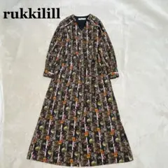 ルッキリル 花柄 植物 前開き 比翼 マキシ丈 シャツワンピース 日本製 F