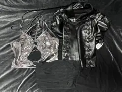 トップス3点セット y2k グランジ パンク シルバー レザー