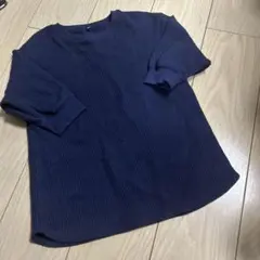 ネイビー ワッフル生地 キッズトップス