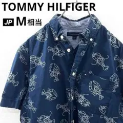 トミーヒルフィガー　ボタンダウン　シャツ　コットン　ザリガニ　ネイビー　M相当のサムネイル