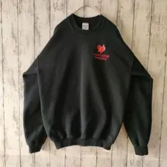 アメリカ古着　スウェット　GILDAN　M　ハート刺繍　ブラック