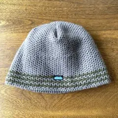 グレー 編み込みニット帽 100%アクリル