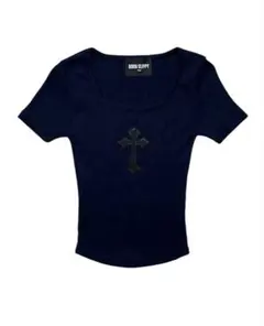 BORN SLIPPY クロススクエアネックTシャツ ネイビー 韓国