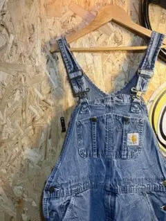 Carhartt デニムオーバーオール　34×28 フェードダメージ