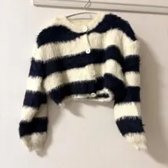 ストライプ クロップドセーター