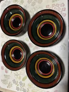 茶托 4枚セット 多色デザイン　レトロ