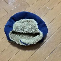 ネイビー フリース 耳あて付き帽子