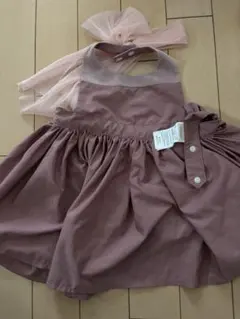 マールマール ピンク エプロン ハイウエスト フリル付き