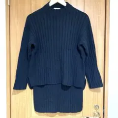 ✨美品✨PLST✨リブタートルネック×スカート✨セットアップ✨BLACKXS〜S