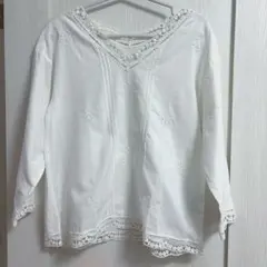 SLOBE IENA コットン　刺繍　レース　ブラウス 白 FREE 綿100のサムネイル