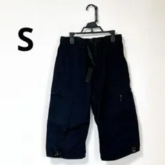 クロップド丈 カーゴパンツ ブラック S メンズ ウエスト調整可能