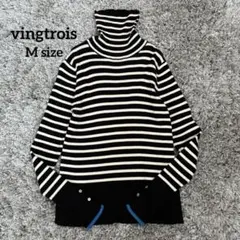 美品✨薄手、春秋物vingtroisボーダータートルネック ニット