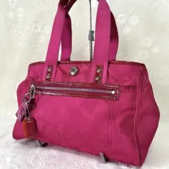 コーチCOACH ピンクトートバッグショルダーバックA4サイズ可能軽量タイプ