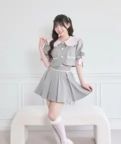 新品未使用】【USAGI ONLINE限定】レイヤードビジューポロカットソー 