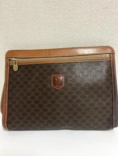 セリーヌ　CELINE ブラウンレザー ハニカムクラッチバッグ